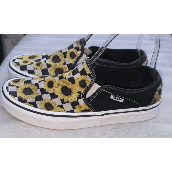 WOMEN'S VANS ASHER CHECKER SUNFLOWERS SKATE SHOES SIZE 7 - Picture 8 of 10